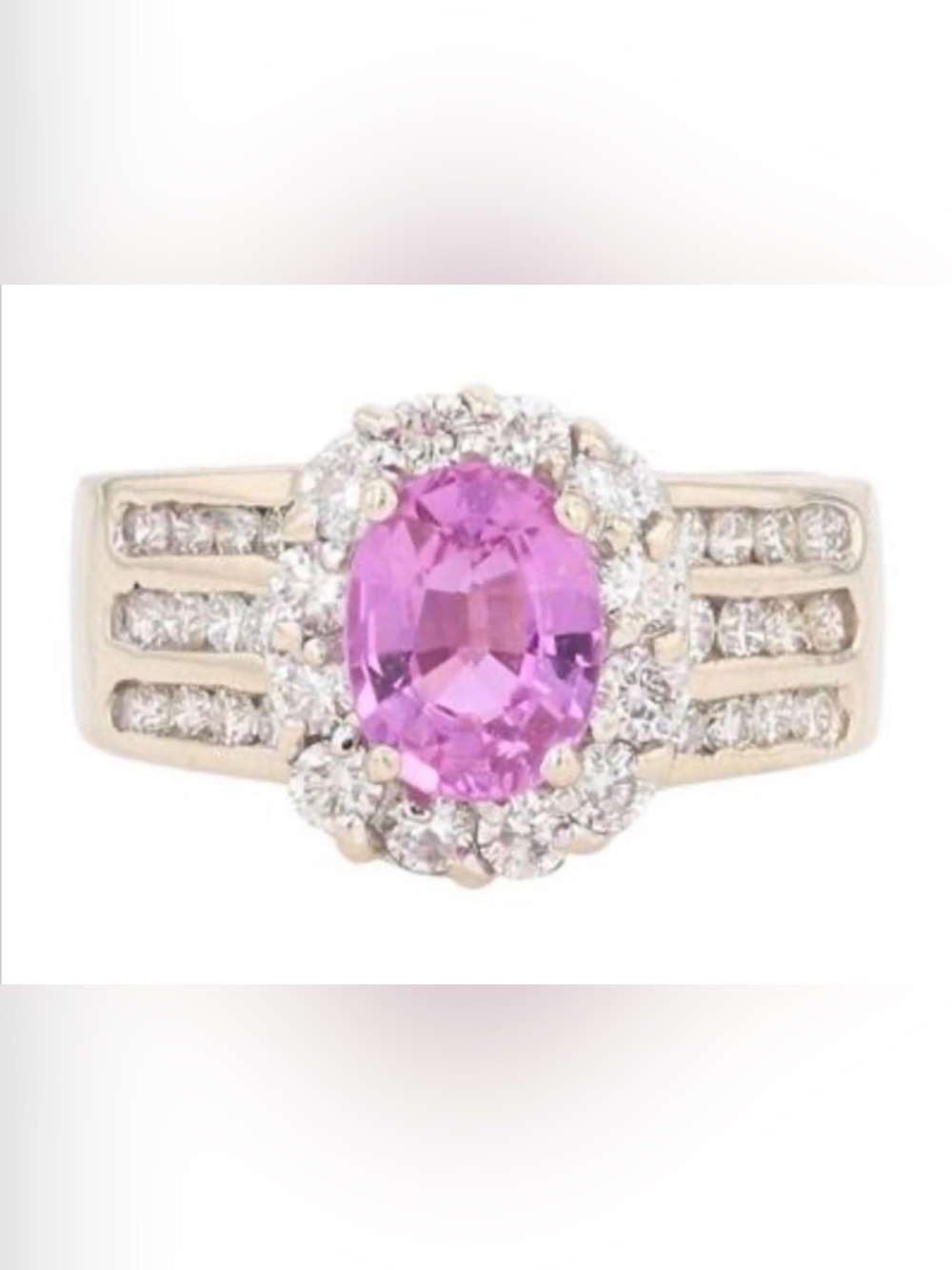 LeVian 2.61ctw Pink Sapphire & Diamond Halo Ring 18k